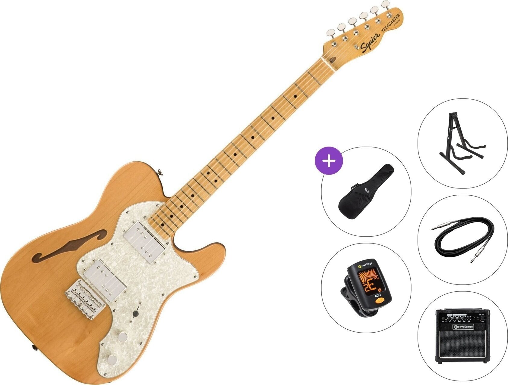 Chitarra Elettrica Fender Squier Classic Vibe '70s Telecaster Thinline Premium SET Natural Chitarra Elettrica