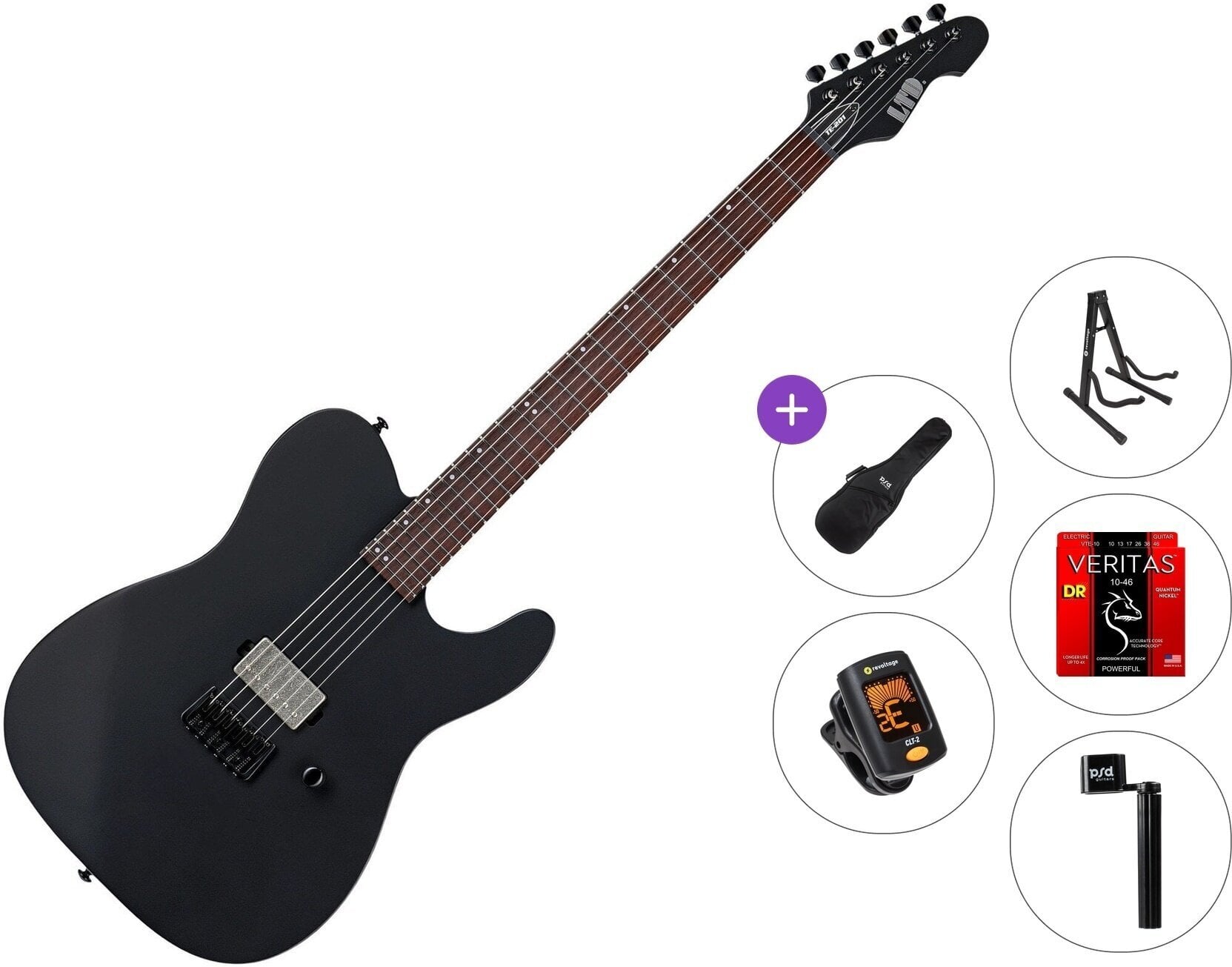Guitarra electrica ESP LTD TE-201 Standard SET Black Satin Guitarra electrica