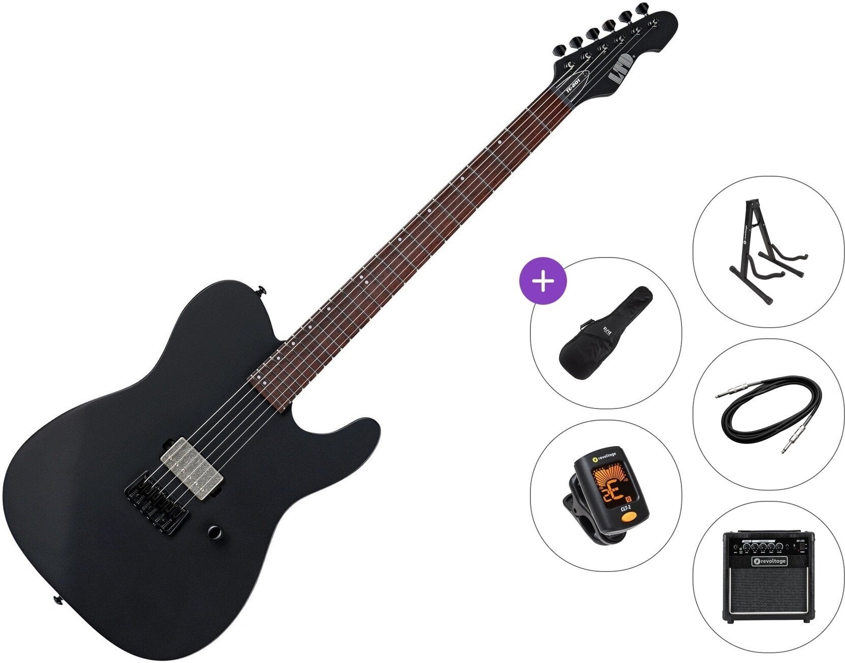 Guitarra electrica ESP LTD TE-201 Premium SET Black Satin Guitarra electrica
