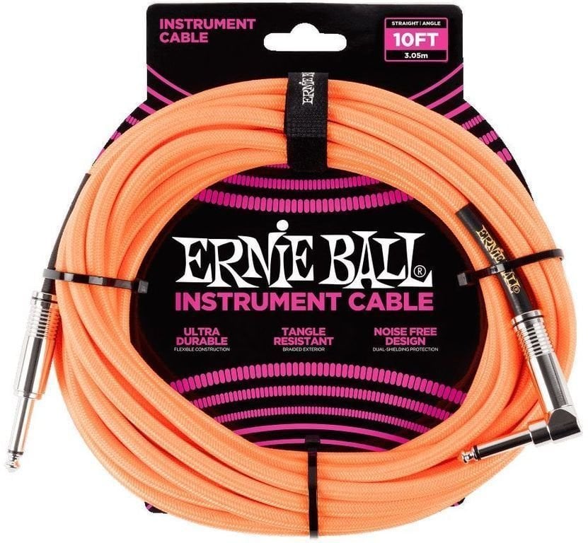 Photos - Cable (video, audio, USB) Ernie Ball P06079-EB Orange 3 m Straight - Angled 
