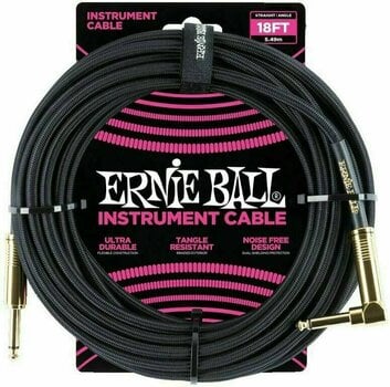 Nástrojový kábel Ernie Ball P06086-EB Čierna 5,5 m Rovný - Zalomený - 1