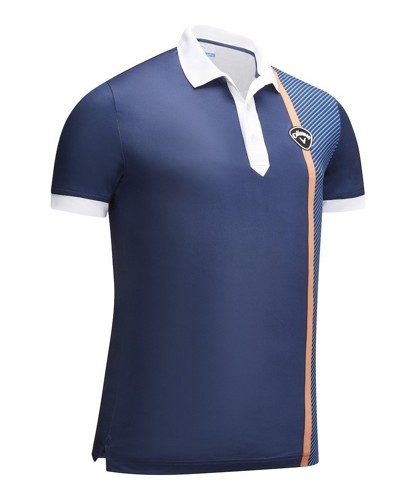 Rövid ujjú póló Callaway Bold Linear Print Férfi Golfpóló Dress Blue M