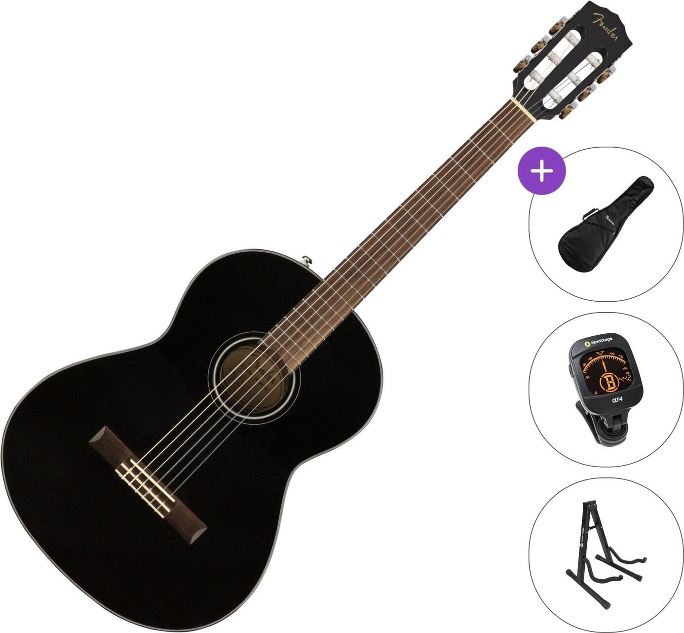 Chitarra Classica Fender CN-60S WN Standard SET 4/4 Black Chitarra Classica