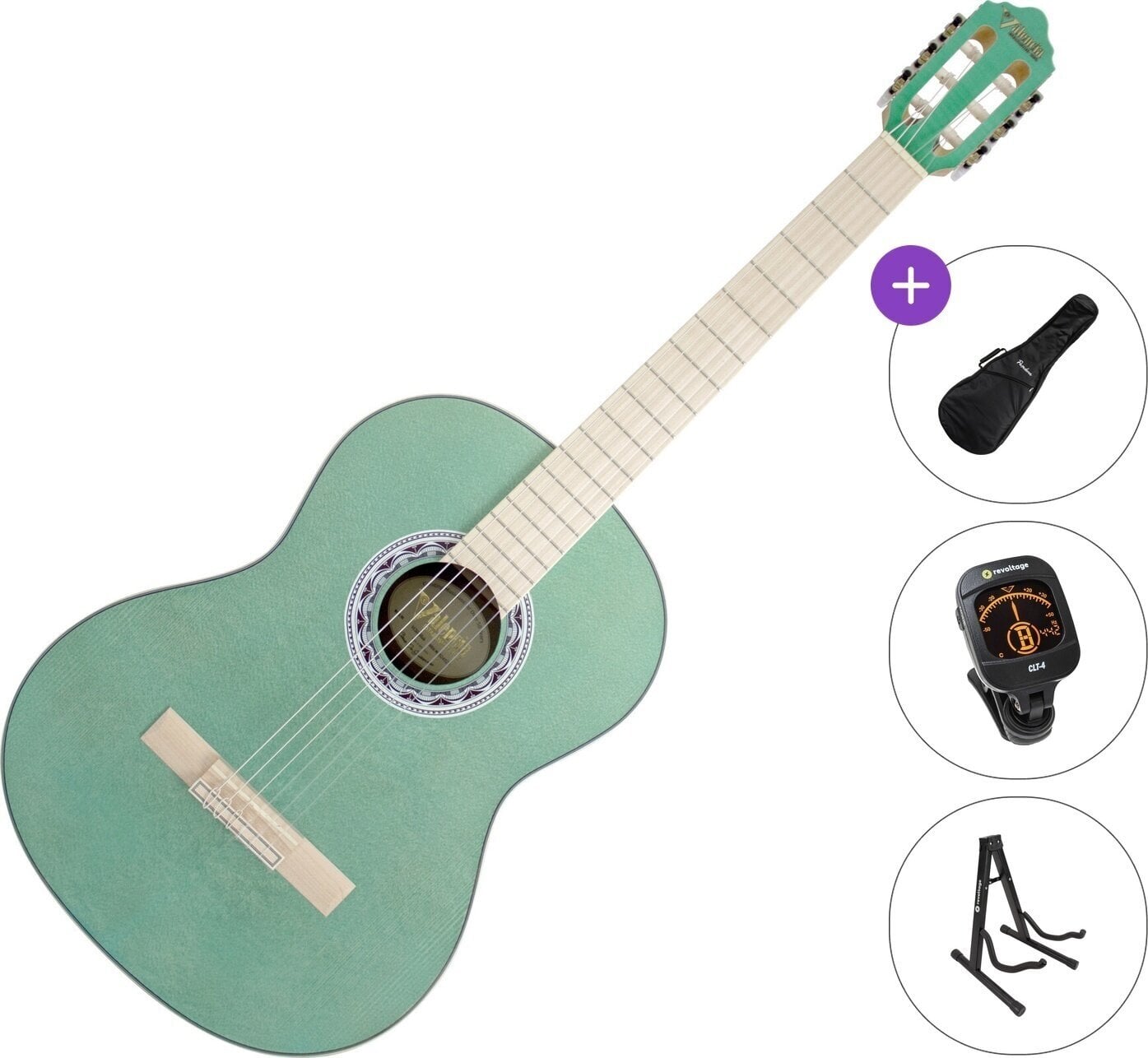 Klasikinė gitara Valencia VC354HAB Standard SET 4/4 Aqua Blue Klasikinė gitara