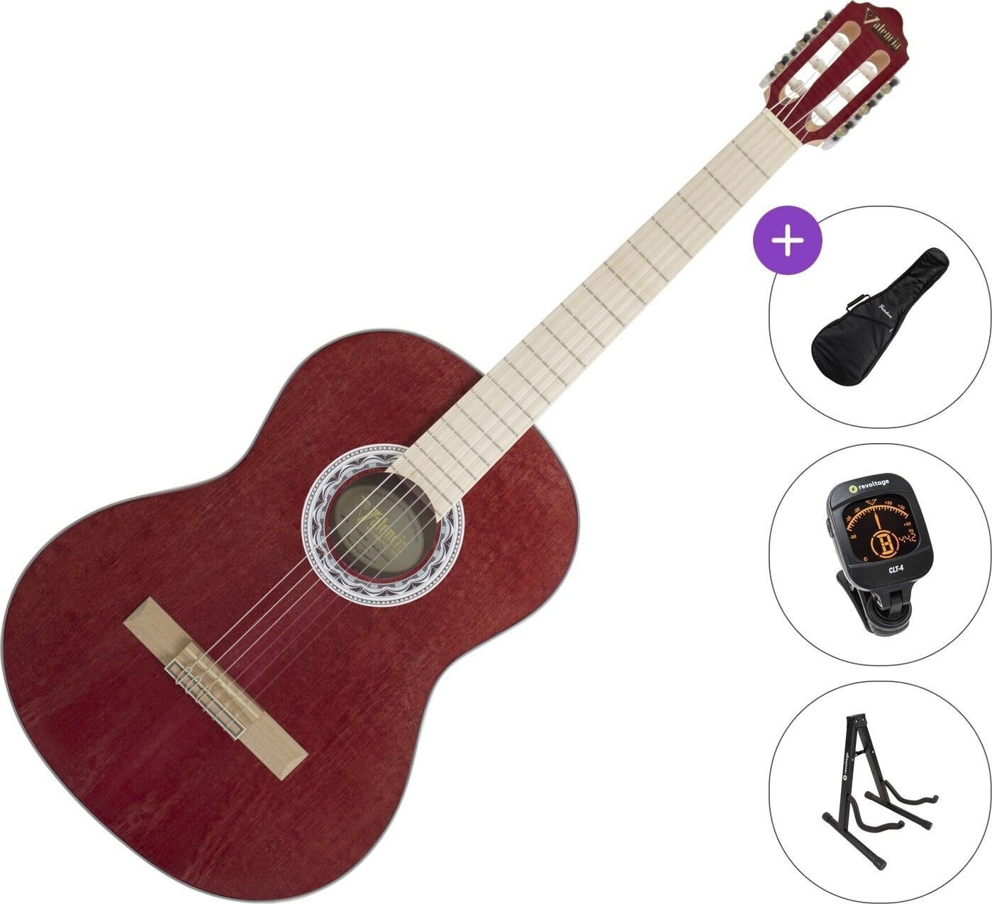 Klasszikus gitár Valencia VC354HWR Standard SET 4/4 Wine Red Klasszikus gitár