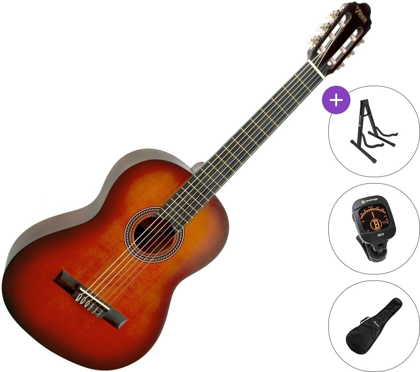 Gitara klasyczna Valencia VC204 Standard SET 4/4 Classic Sunburst Gitara klasyczna