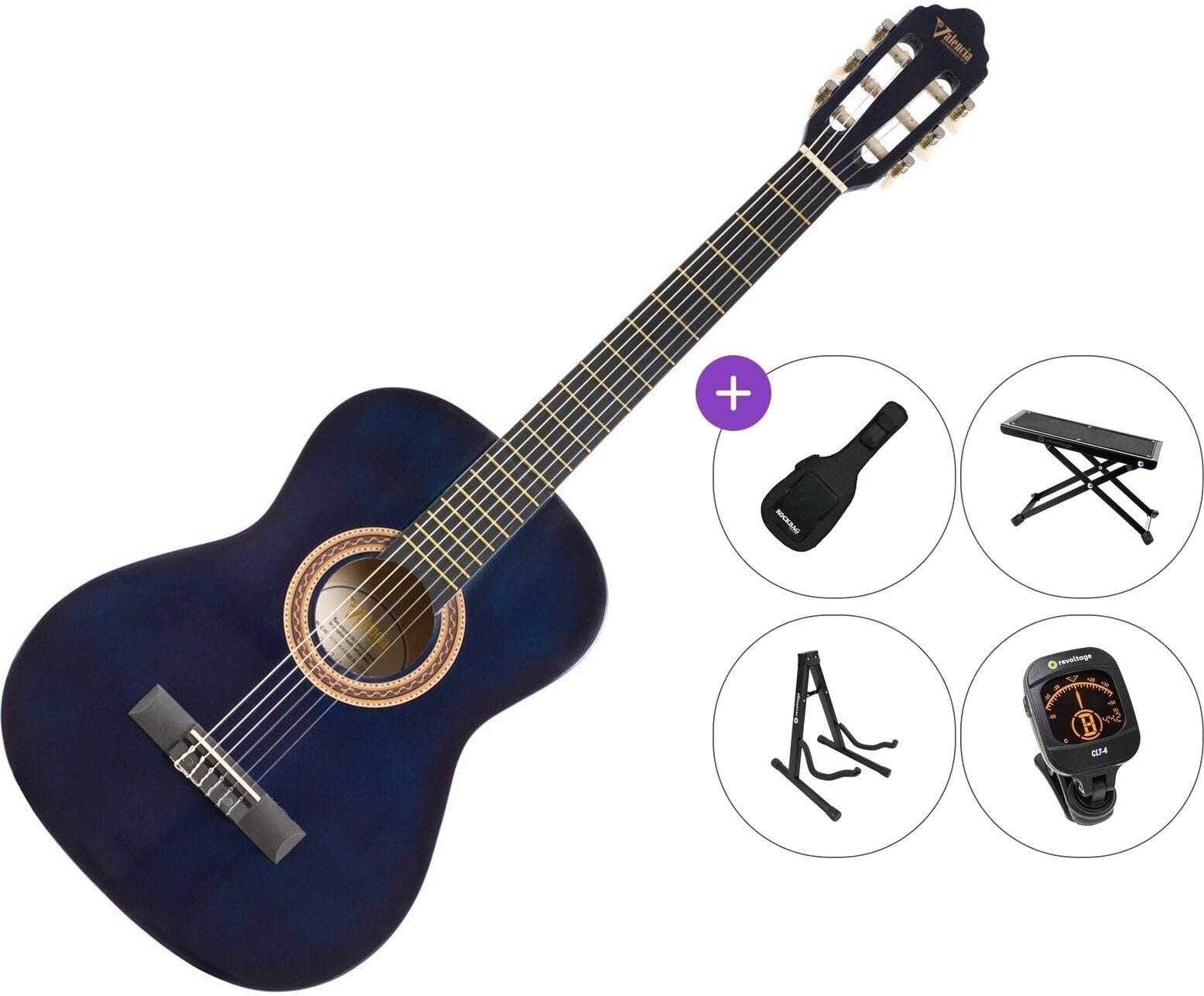 3/4 dječja klasična gitara Valencia VC103 Premium SET Blue Sunburst 3/4 dječja klasična gitara