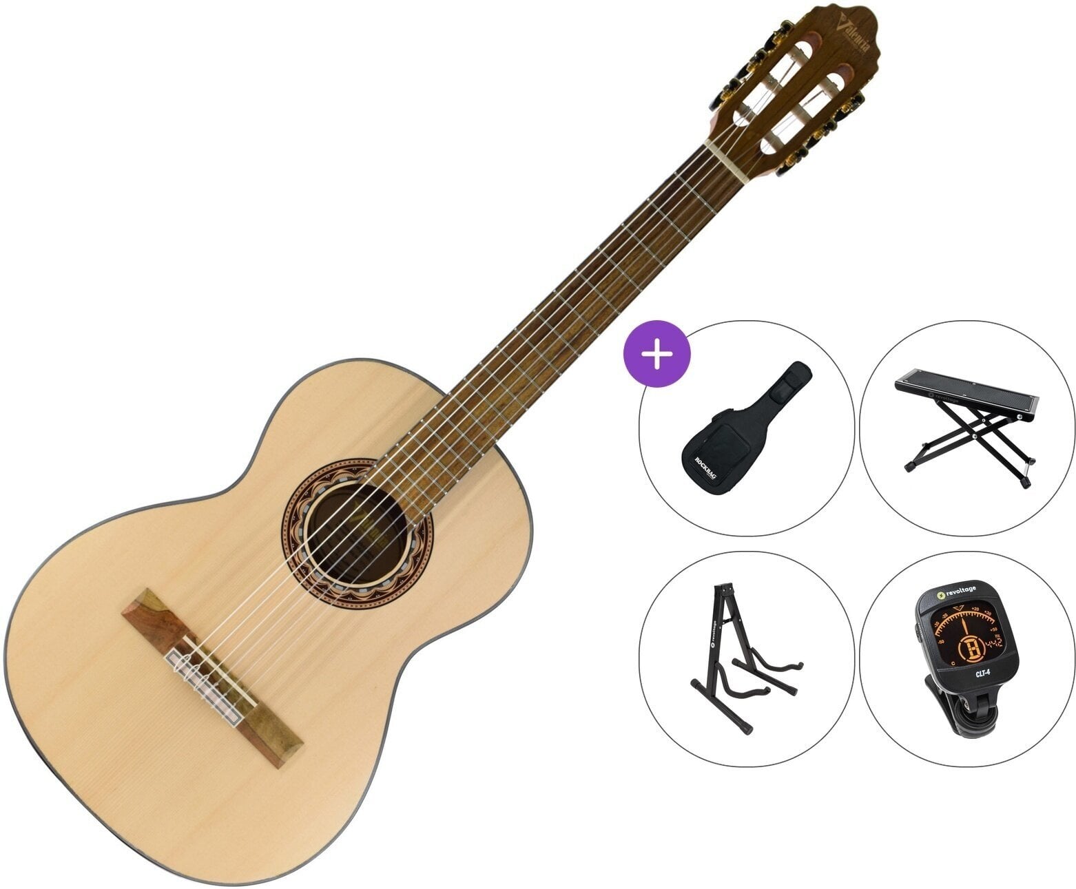 3/4 dječja klasična gitara Valencia VC303 Premium SET Natural 3/4 dječja klasična gitara
