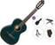 Guitare classique taile 3/4 pour enfant Valencia VC203 Premium SET Transparent Blue Guitare classique taile 3/4 pour enfant