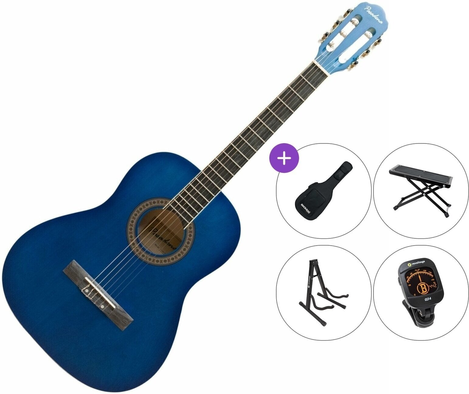 Classical guitar Pasadena SC041 3/4 BL Premium SET Blue Classical guitar