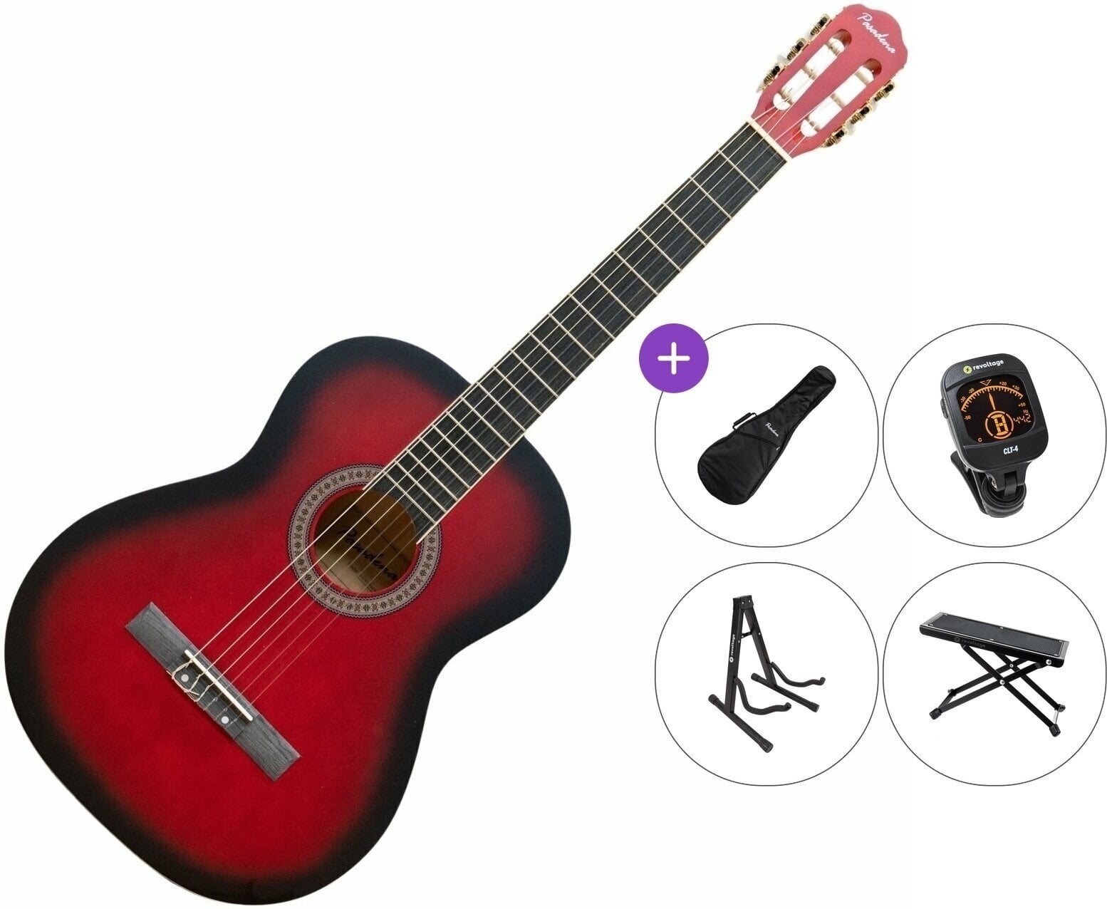 Klassieke gitaar Pasadena SC041 Premium SET 4/4 Red Burst Klassieke gitaar