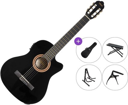 Guitarra clásica con preamplificador Valencia VC104CE Premium SET 4/4 Black Guitarra clásica con preamplificador - 1