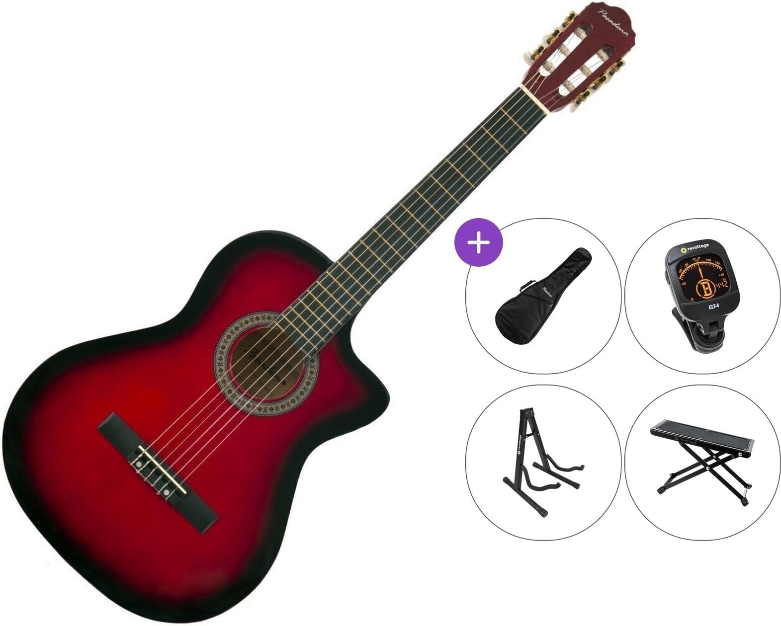 Klasična kitara Pasadena SC041C Premium SET 4/4 Red Burst Klasična kitara