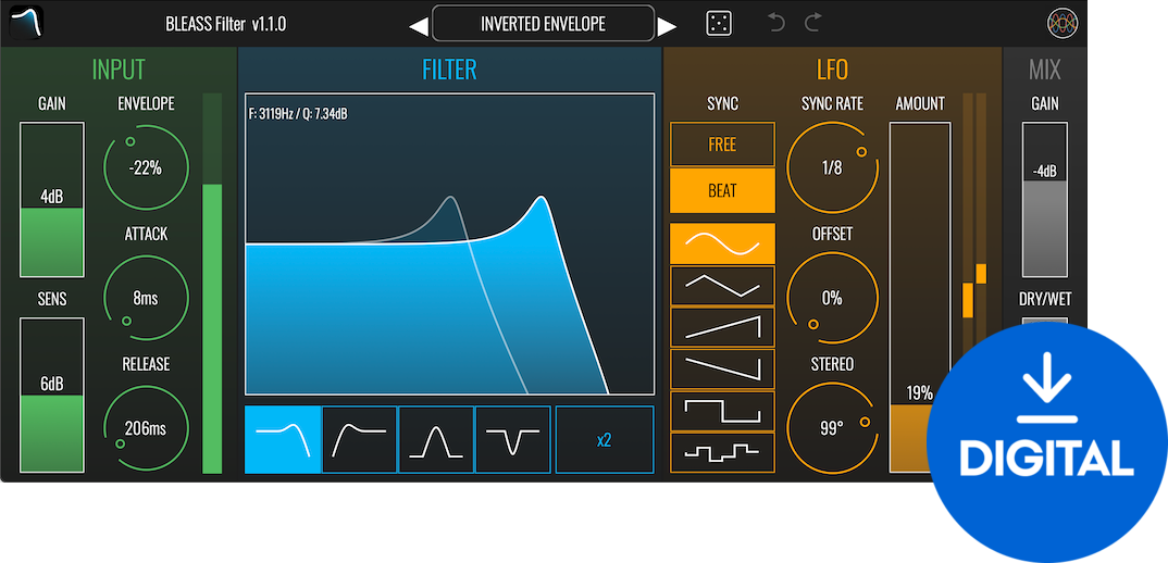 Programski Plug-In efekti BLEASS BL Filter (Digitalni proizvod)