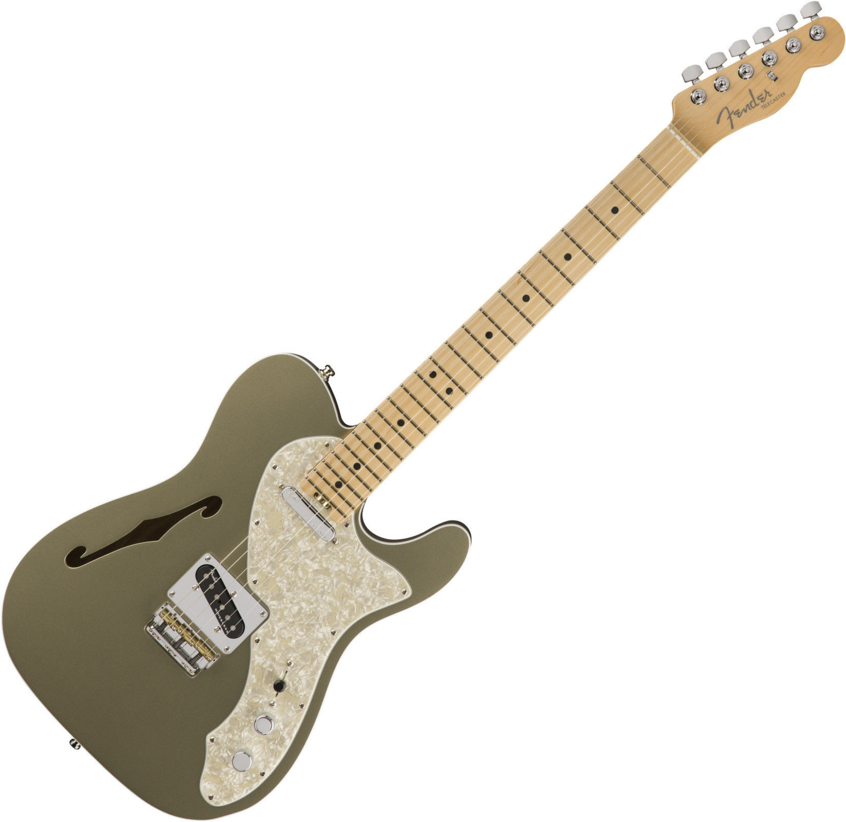 Elektrisk gitarr Fender American Elite Telecaster Thinline MN Champagne