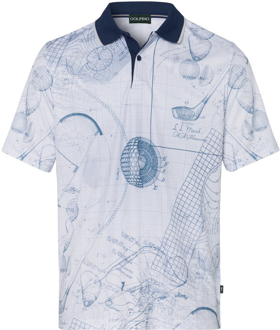 Риза за поло Golfino Printed Mens Polo Shirt With Striped Collar Flint 50