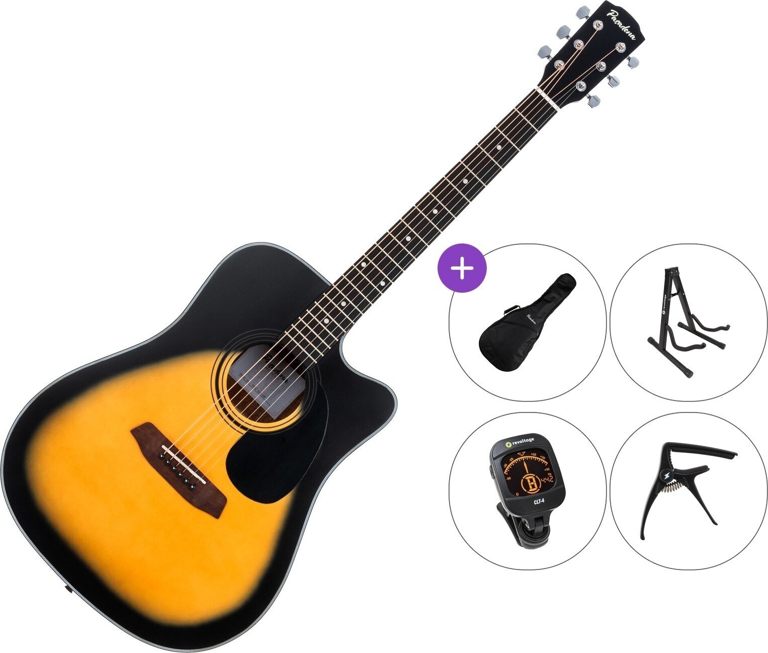 Chitară acustică Pasadena PDC-100 Premium SET Sunburst Chitară acustică