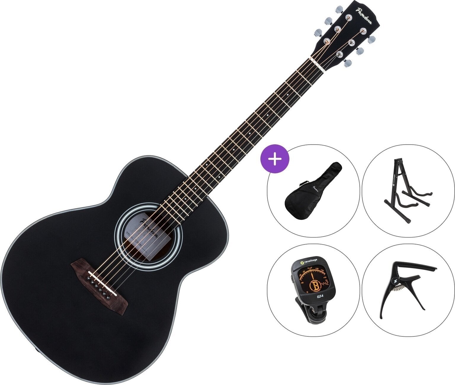 Folk-guitar Pasadena PT-100 Premium SET Black Folk-guitar