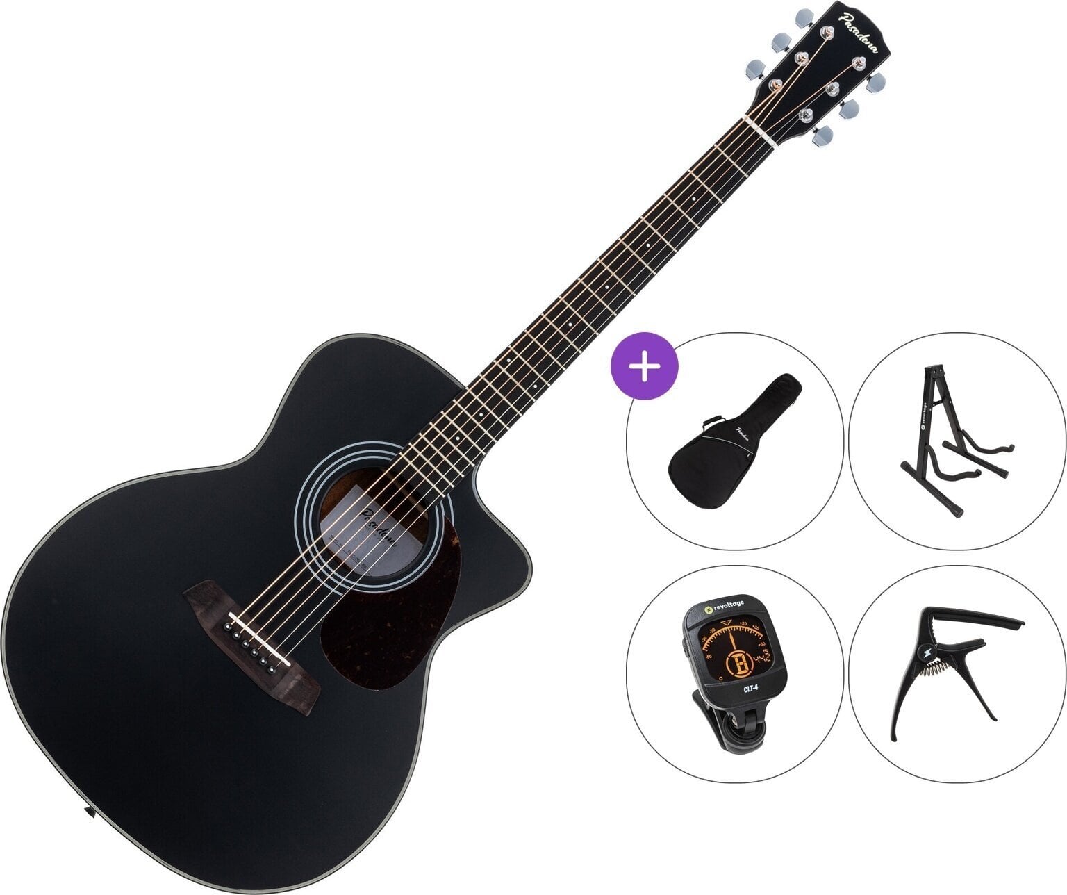 Gitara akustyczna Jumbo Pasadena PGC-200 Premium SET Black Gitara akustyczna Jumbo