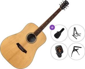 Dreadnought-gitarr Pasadena PD-250 Open Pore SET Natural Dreadnought-gitarr