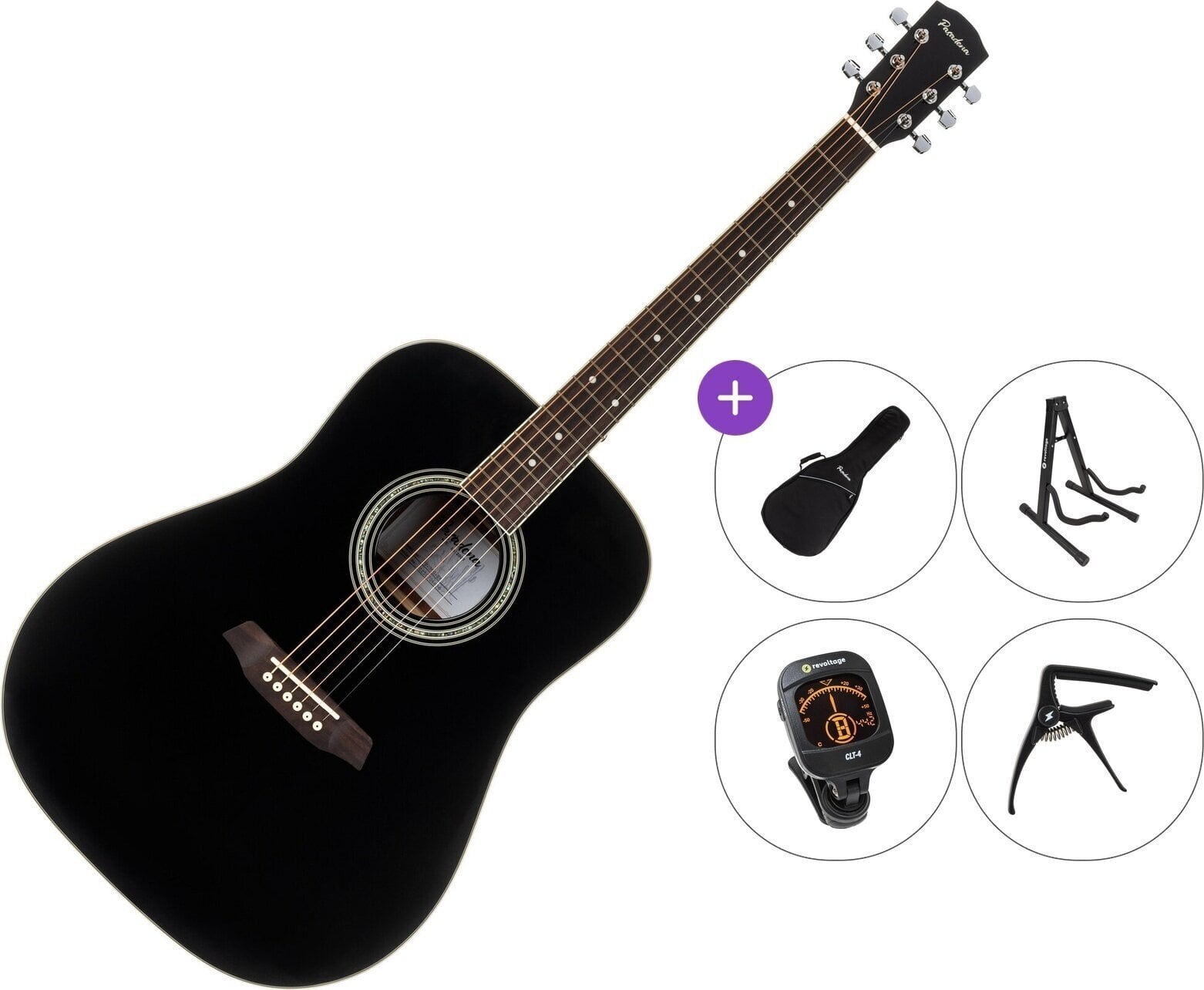 Akustická kytara Pasadena PD-350 Premium SET Black Akustická kytara