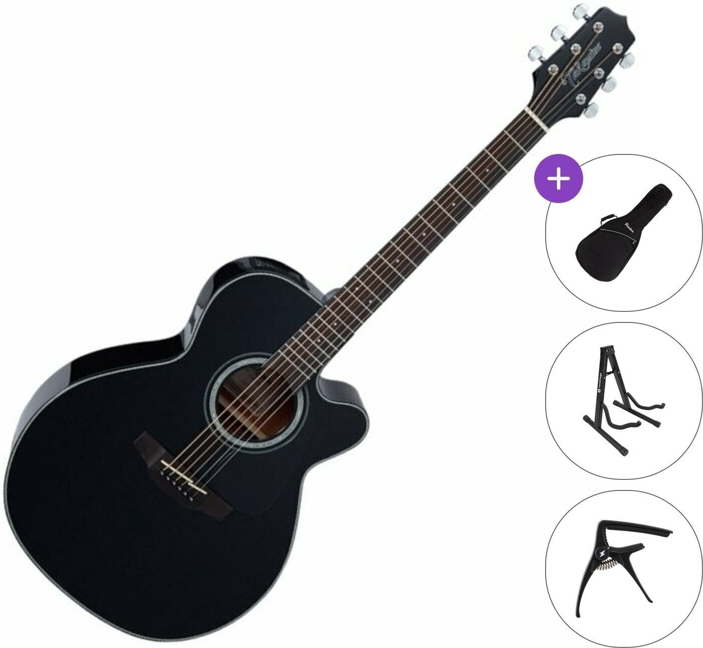 elektroakustisk gitarr Takamine GN30CE Standard SET Black elektroakustisk gitarr
