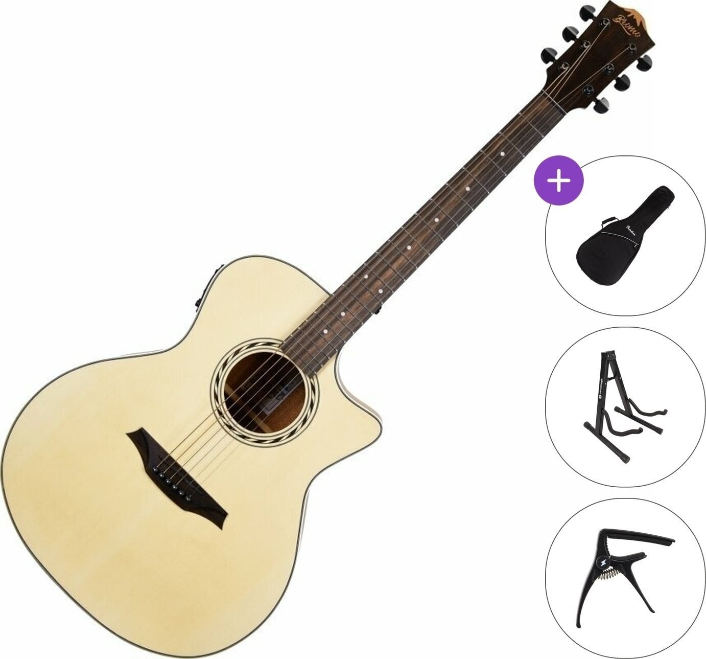 elektroakustisk gitar Bromo BAA2CE Standard SET Natural elektroakustisk gitar