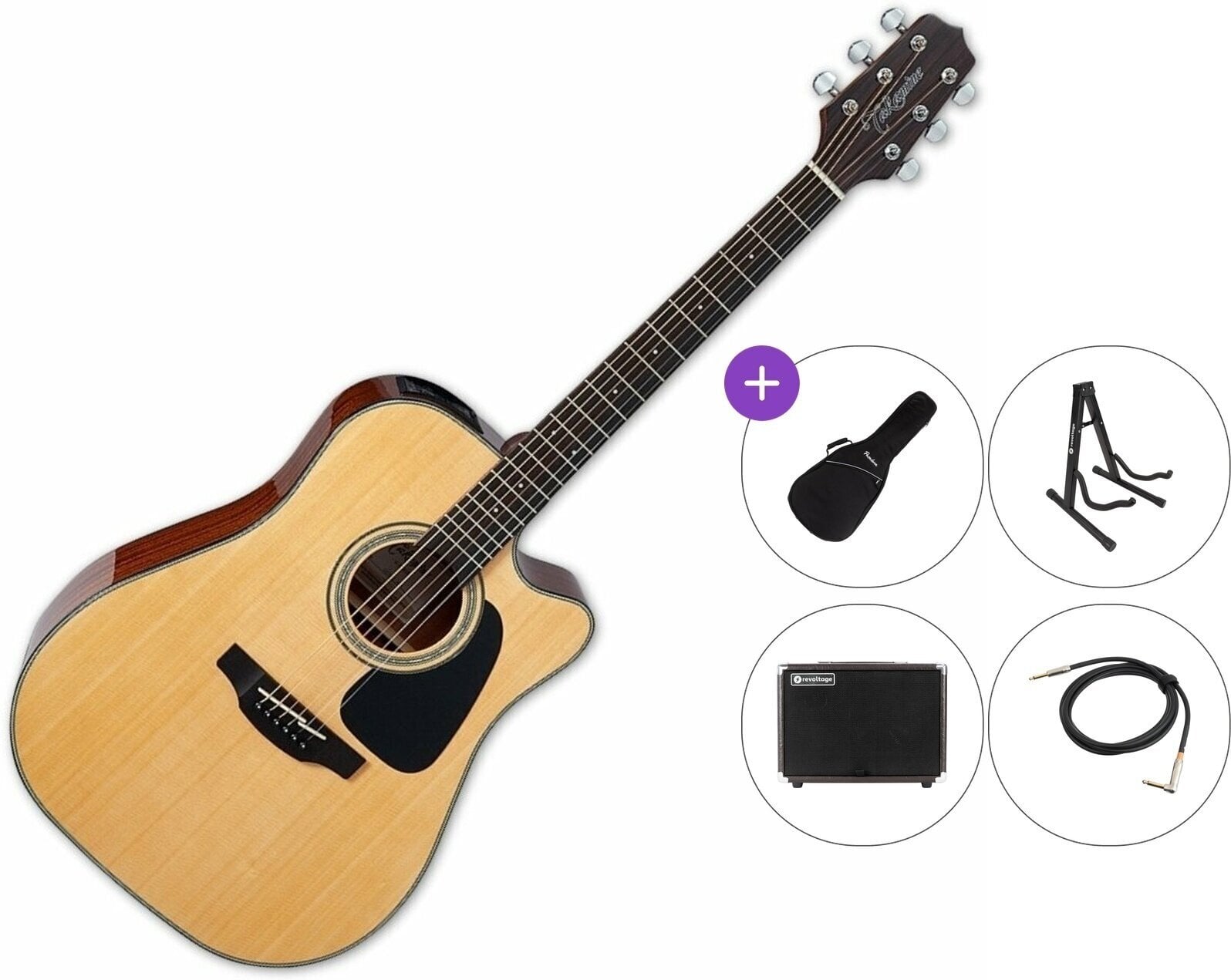 Elektroakusztikus gitár Takamine GD30CE Premium SET Natural Elektroakusztikus gitár