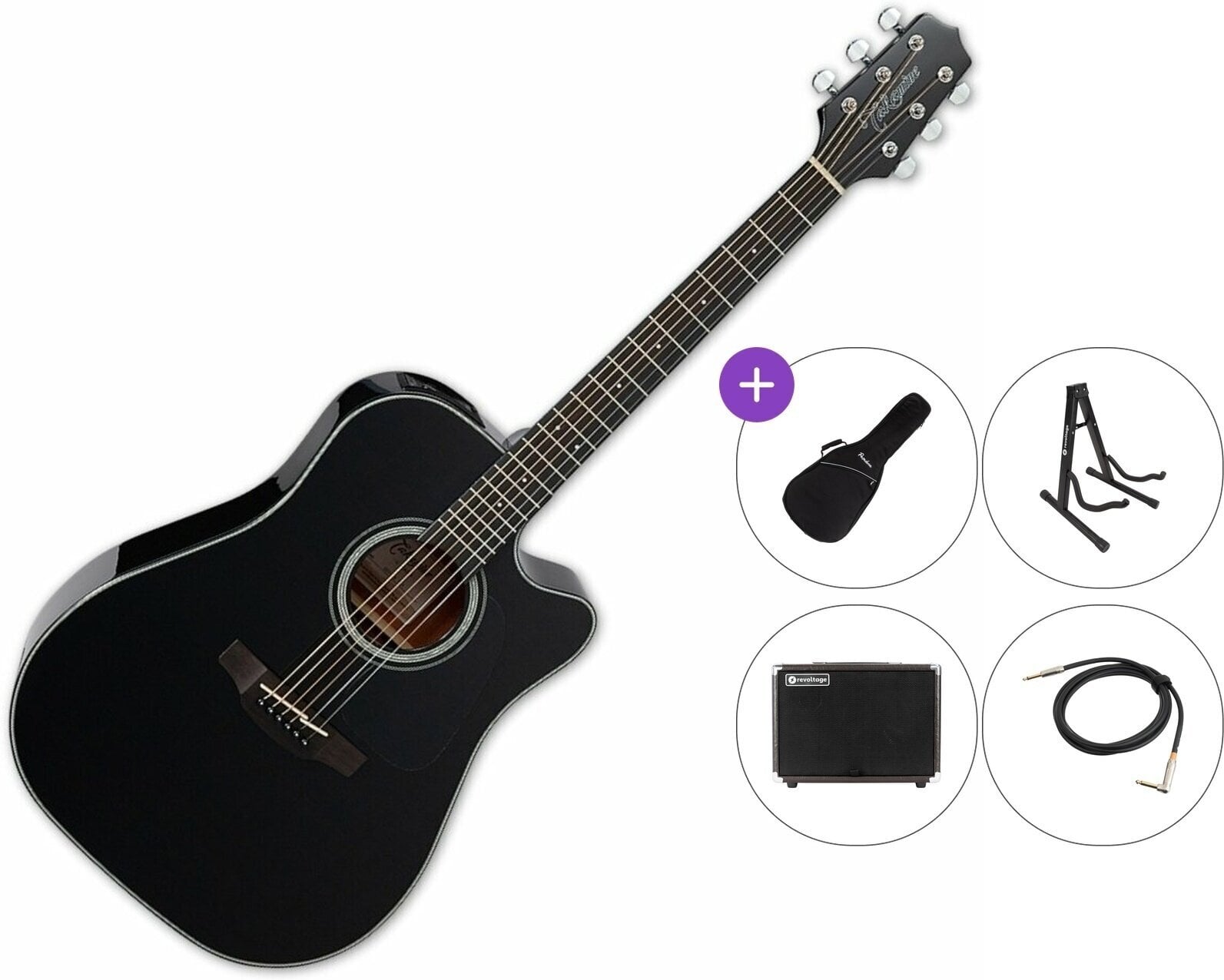 Elektroakusztikus gitár Takamine GD30CE Premium SET Black Elektroakusztikus gitár