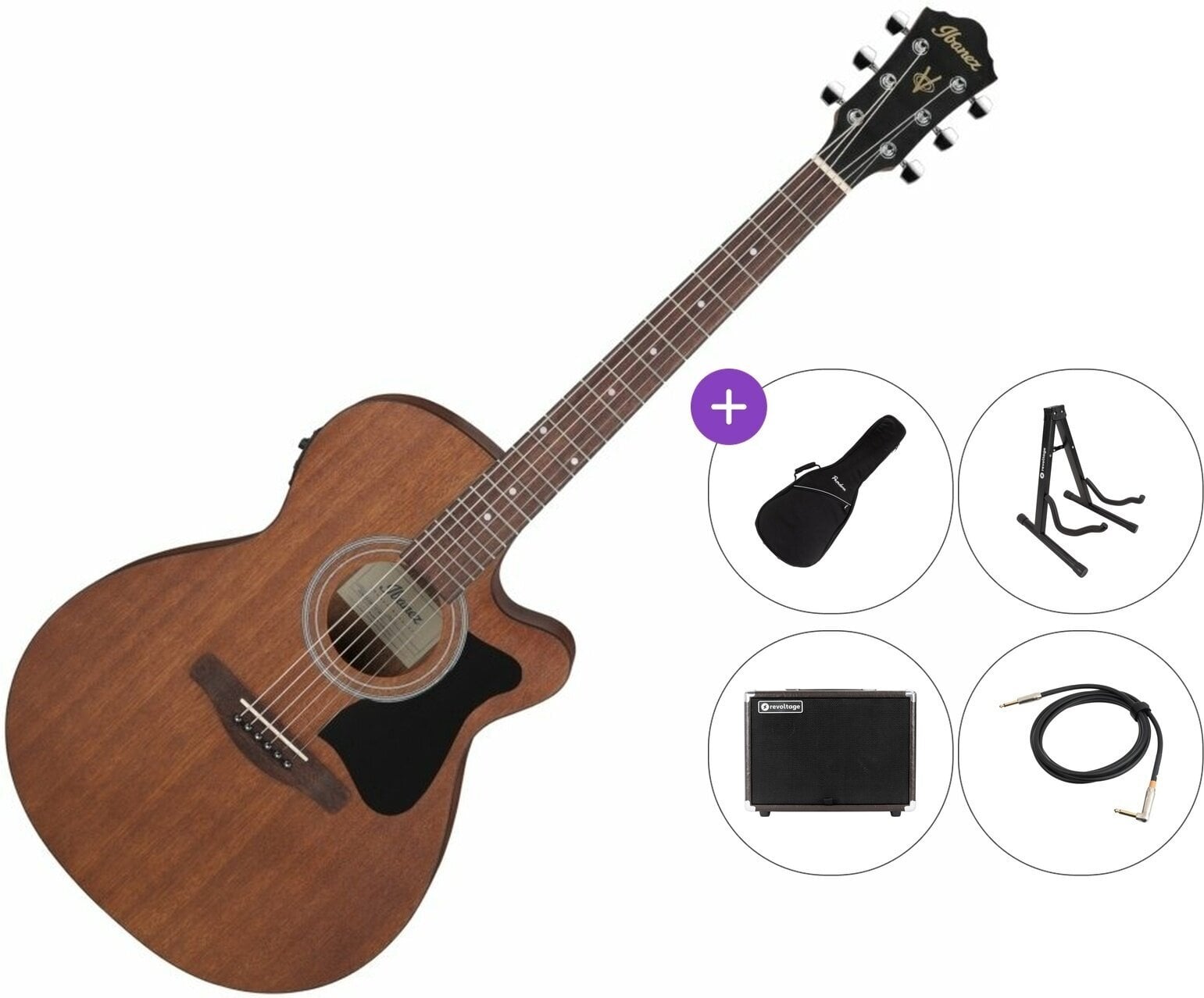 elektroakustisk gitar Ibanez VC44CE-OPN Premium SET Open Pore Natural elektroakustisk gitar