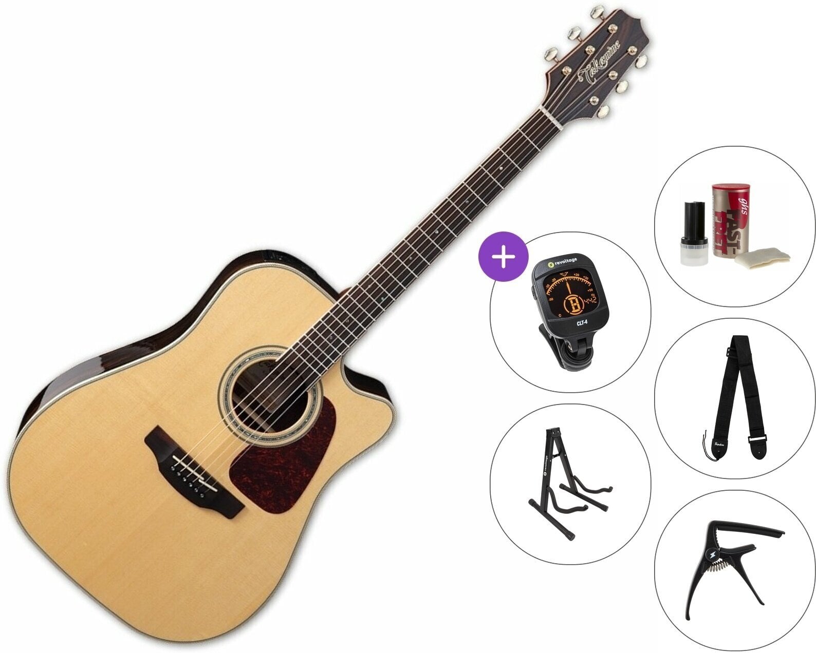 Chitară electro-acustică Dreadnought Takamine GD90CE-ZC Premium SET Natural Lucios Chitară electro-acustică Dreadnought