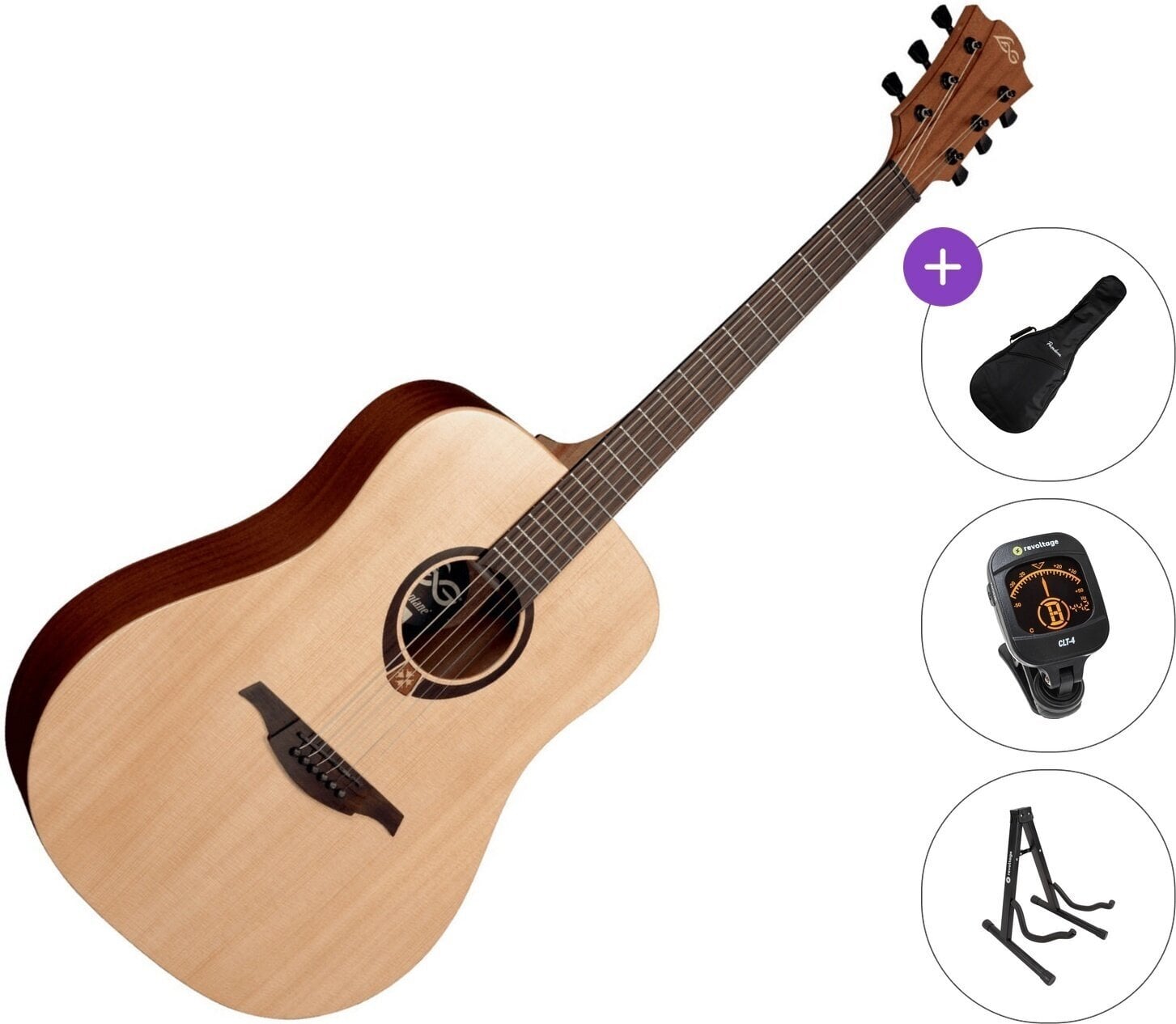 Gitara akustyczna LAG T70D DELUXE Standard SET Natural Satin Gitara akustyczna