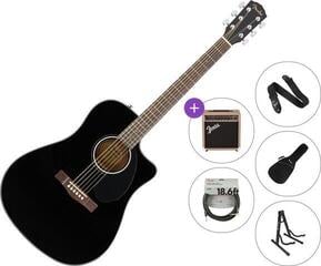 elektroakustiskā ģitāra Fender CD-60SCE Dreadnought WN Deluxe Premium SET Black elektroakustiskā ģitāra