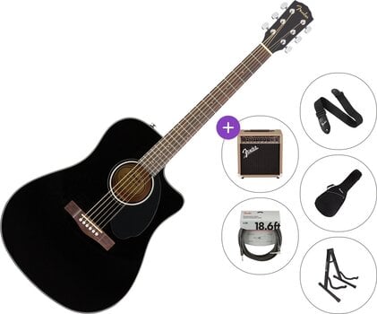 elektroakustiskā ģitāra Fender CD-60SCE Dreadnought WN Deluxe Premium SET Black elektroakustiskā ģitāra - 1