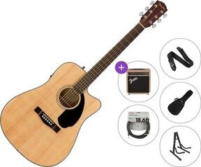 elektroakustiskā ģitāra Fender CD-60SCE Dreadnought WN Deluxe Premium SET Natural elektroakustiskā ģitāra