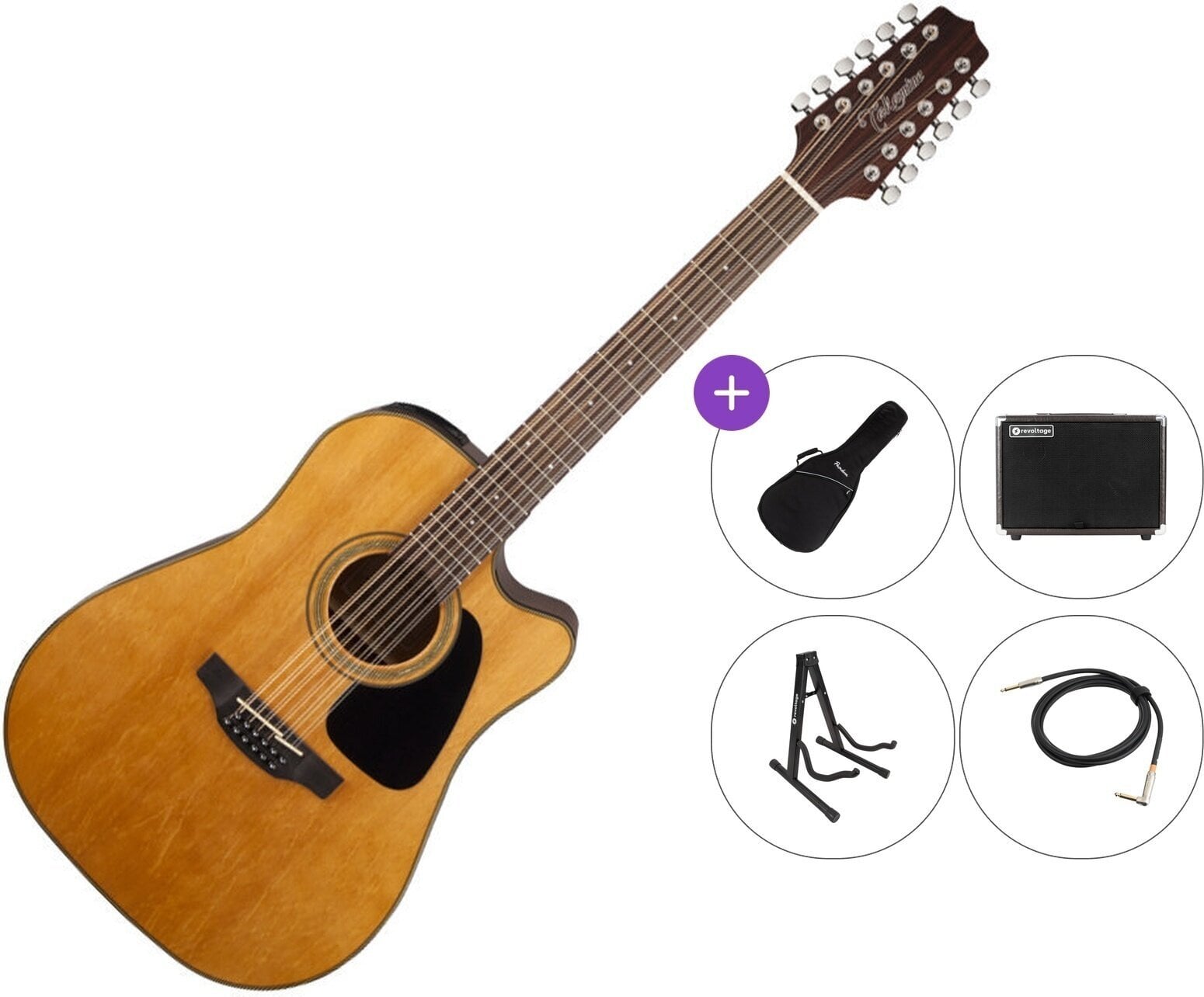 Chitară electro-acustică cu 12 corzi Takamine GD30CE-12NAT Premium SET Natural Chitară electro-acustică cu 12 corzi