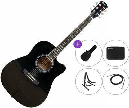 electro-acoustic guitar Pasadena SG028CE Premium SET Black electro-acoustic guitar - 1
