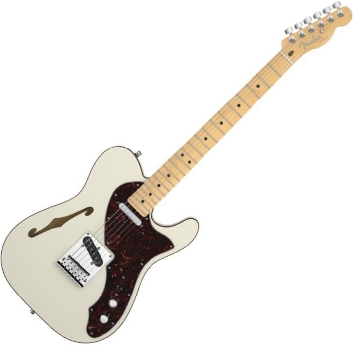 Elektrisk gitarr Fender American Deluxe Telecaster Thinline Olympic White