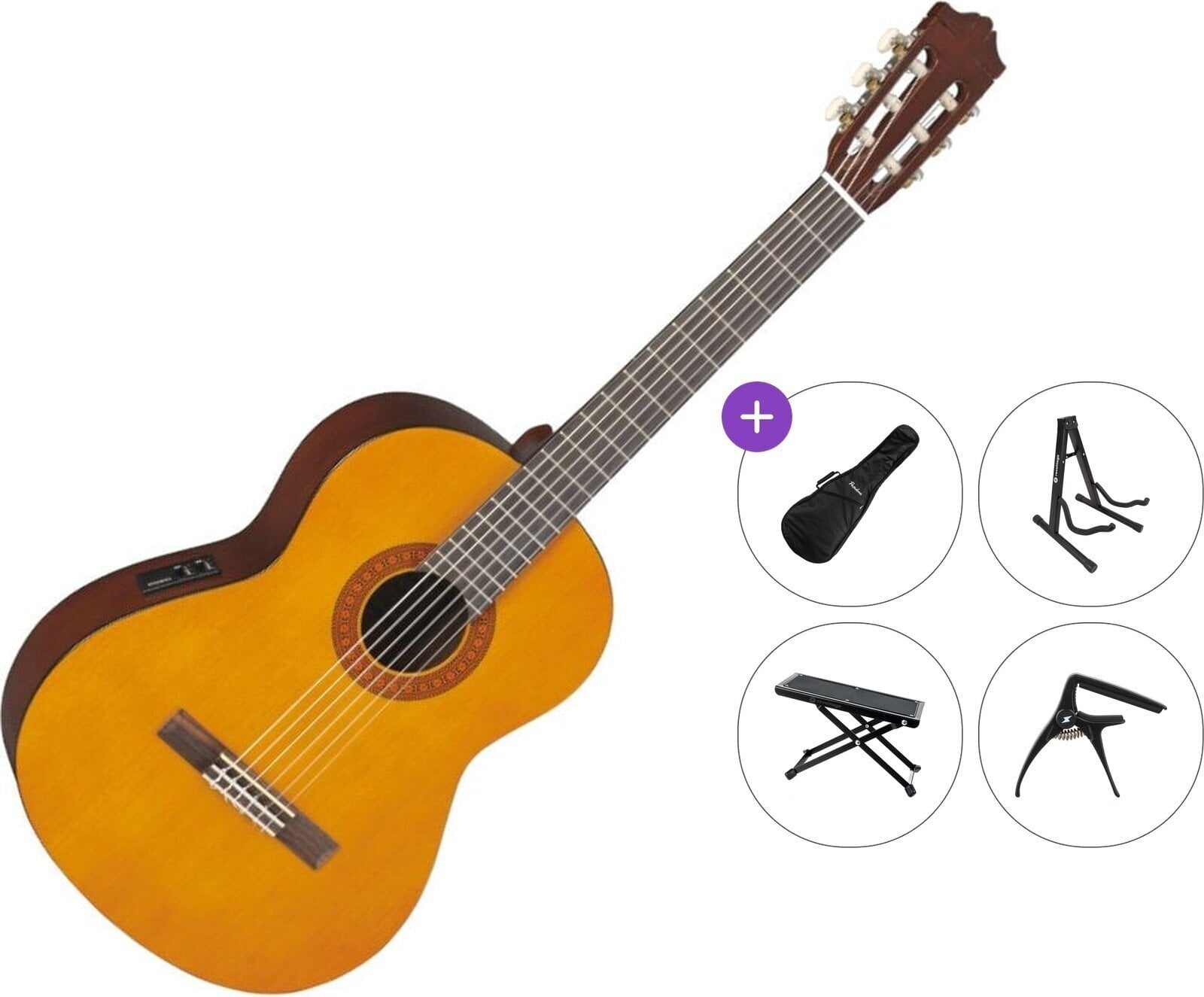 Chitară clasică cu preamplificare Yamaha CX40II Premium SET 4/4 Natural Chitară clasică cu preamplificare