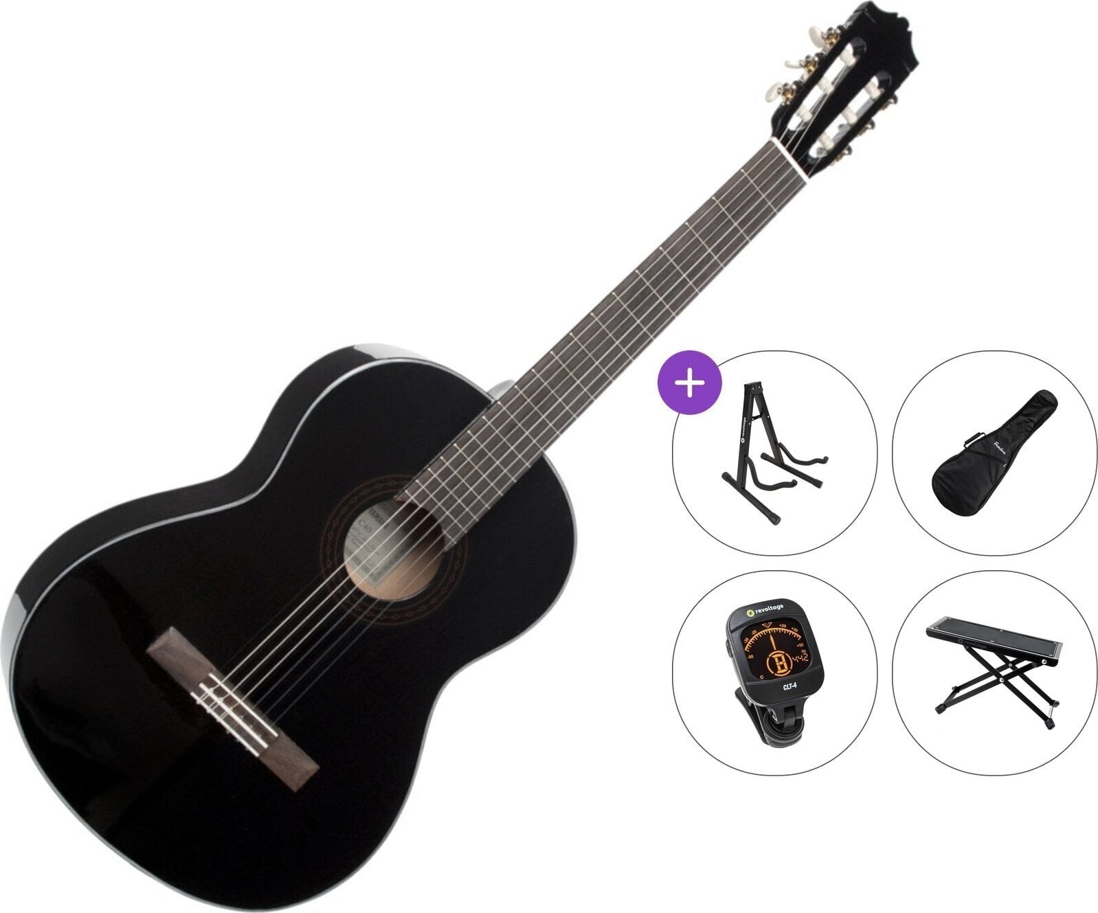 Klasszikus gitár Yamaha C40II Premium SET 4/4 Gloss Black Klasszikus gitár