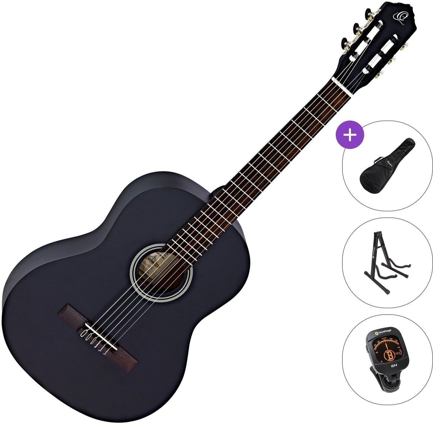 Klassieke gitaar Ortega RST5MBK Standard SET 4/4 Satin Black Klassieke gitaar