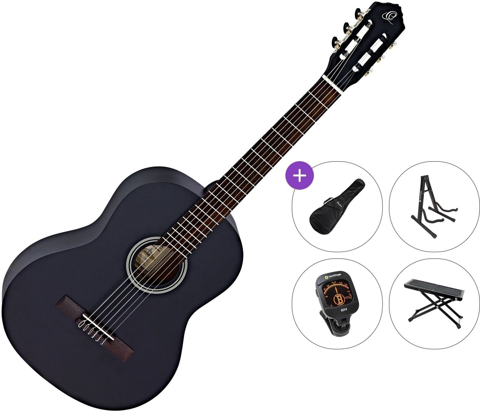 Klassieke gitaar Ortega RST5MBK Premium SET 4/4 Satin Black Klassieke gitaar