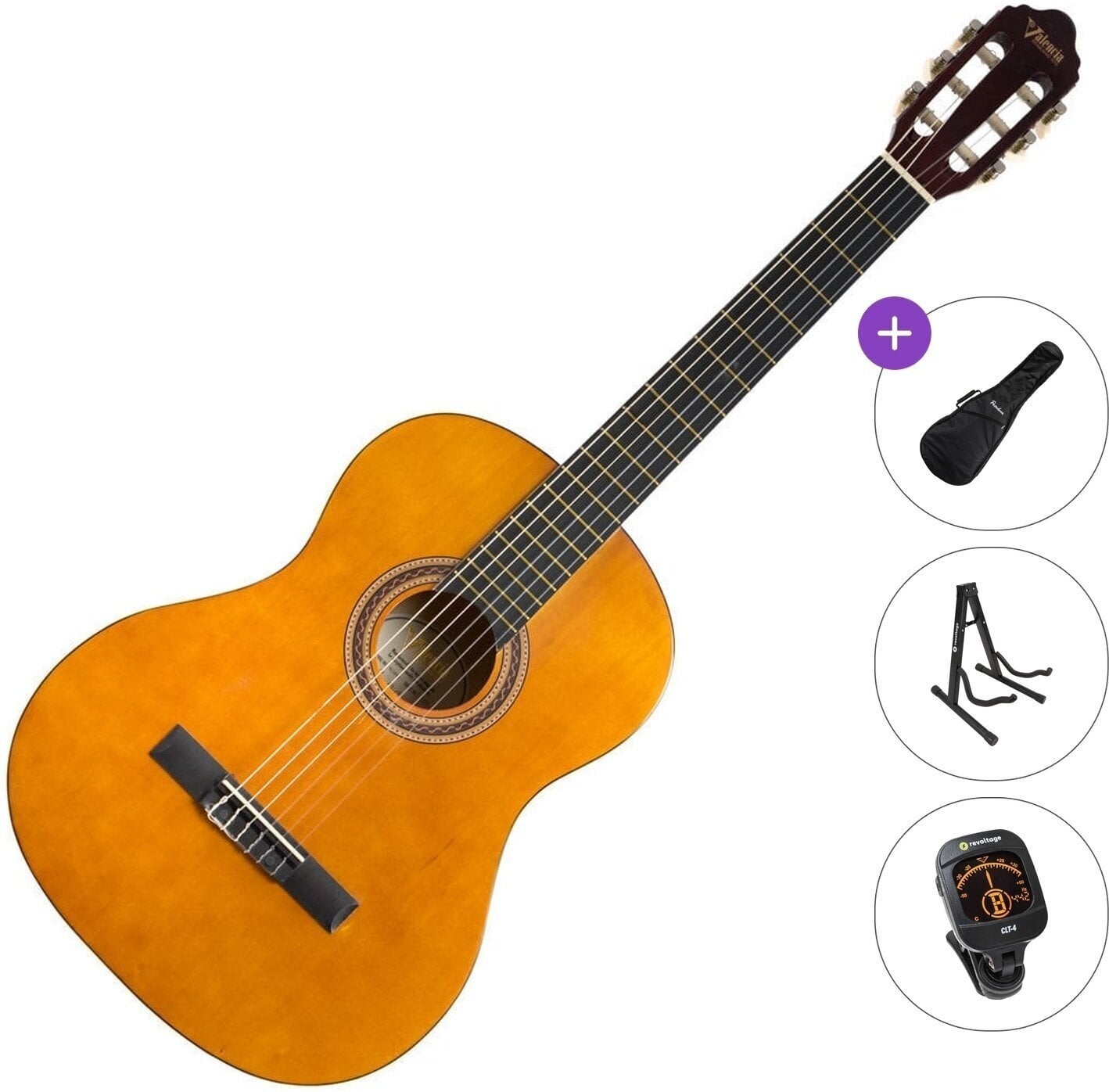 Guitare classique Valencia VC104 Standard SET 4/4 Natural Guitare classique