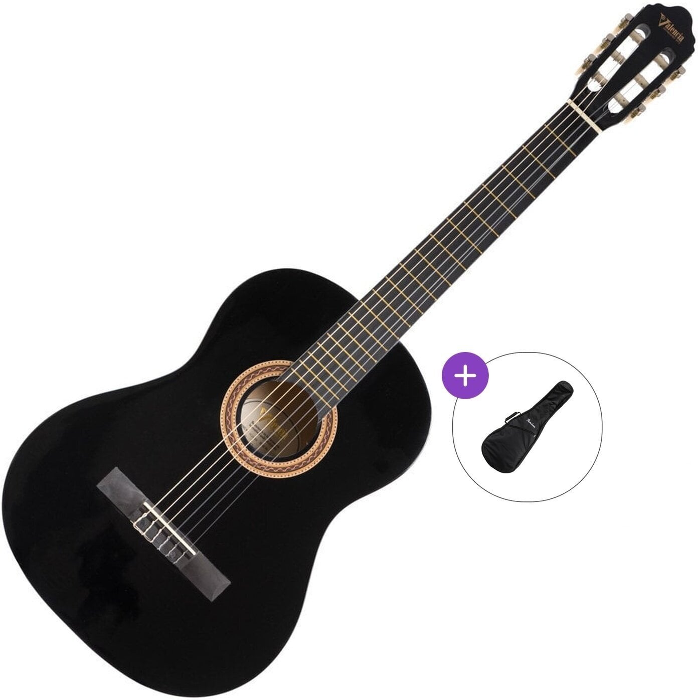 Guitare classique Valencia VC104 Basic SET 4/4 Black Guitare classique