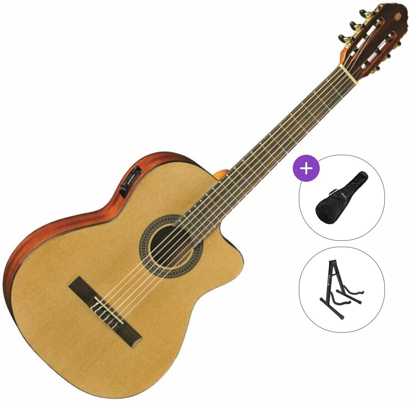 Класическа китара с предусилвател Eko guitars Vibra 150 CW EQ Standard SET 4/4 Natural Класическа китара с предусилвател