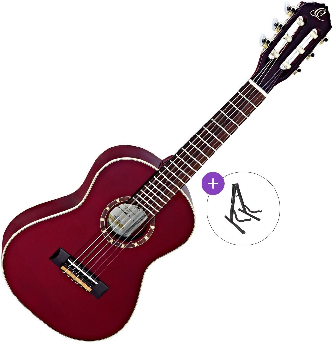 1/4 Konzertgitarre für Kinder Ortega R121 Basic SET Wine Red 1/4 Konzertgitarre für Kinder