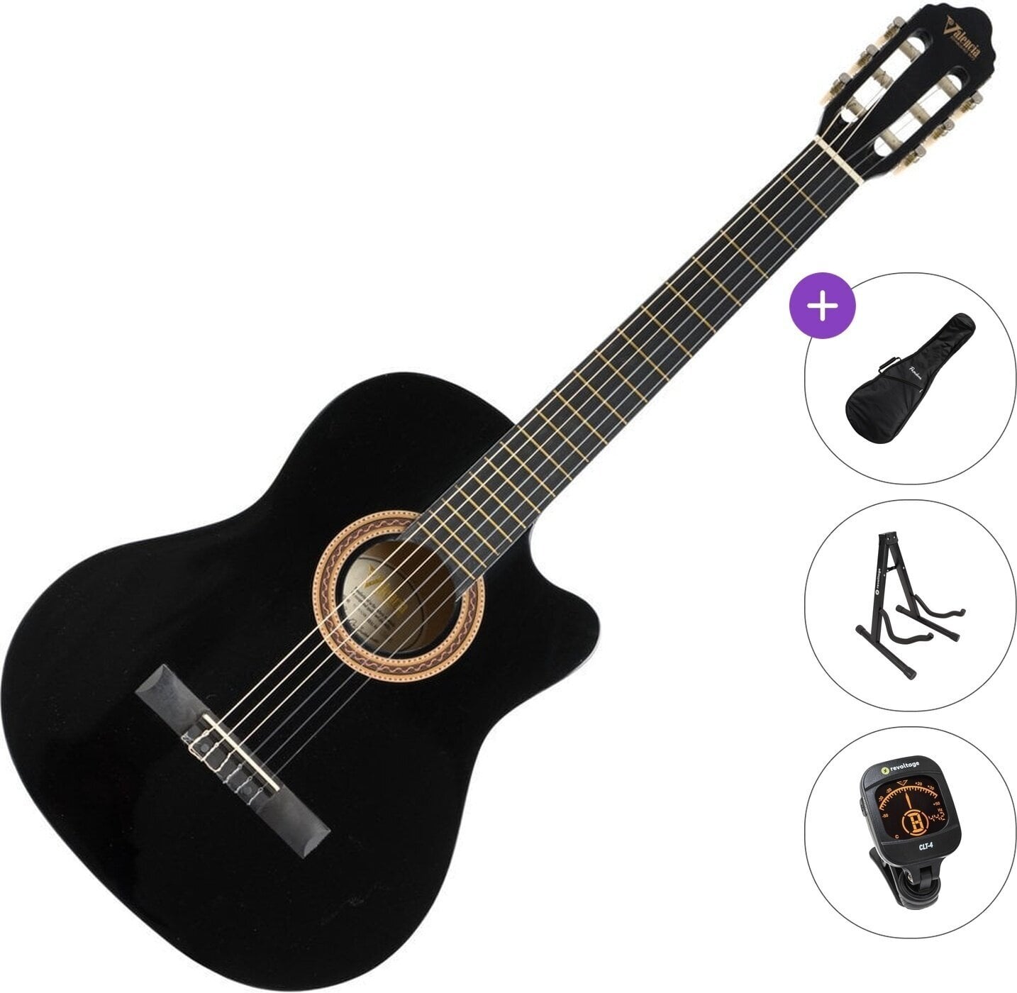 Klassisk guitar Valencia VC104C Standard SET 4/4 Black Klassisk guitar