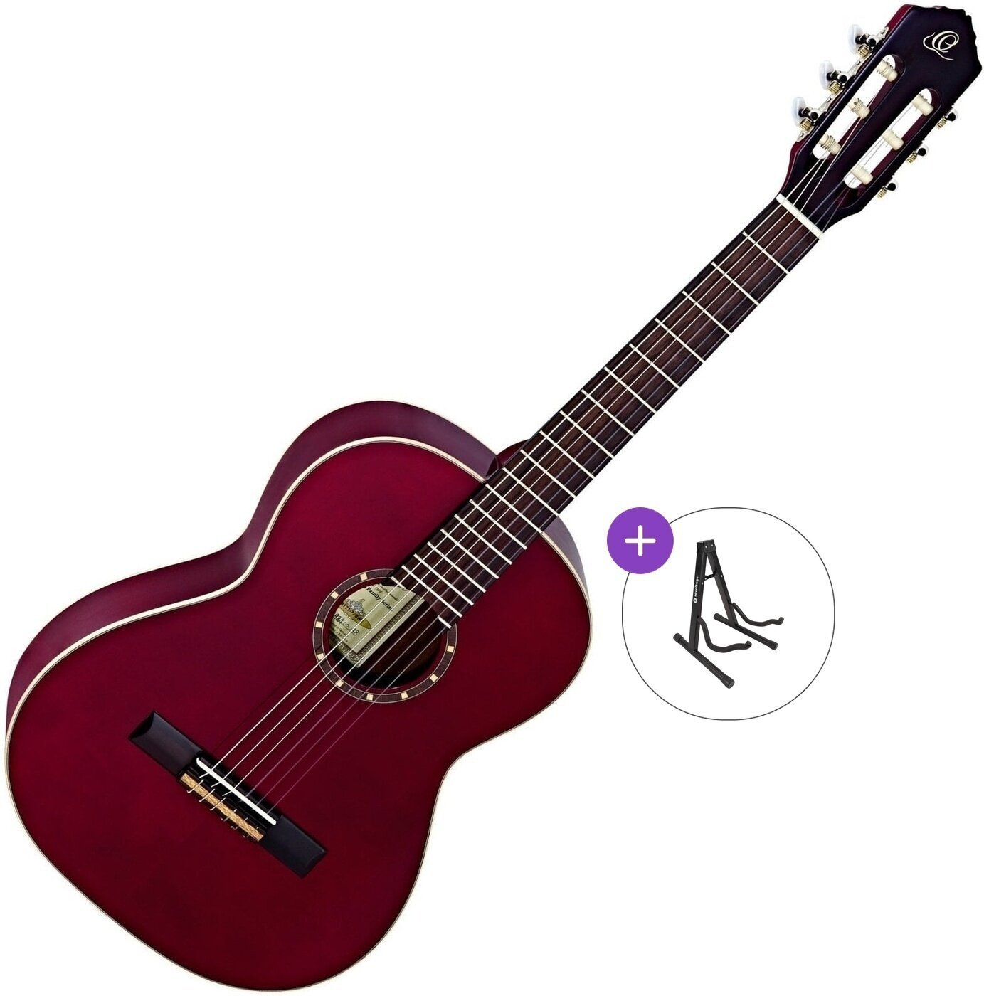 Klassieke gitaar Ortega R121 Basic SET 7/8 Wine Red Klassieke gitaar
