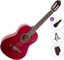 Klasszikus gitár Valencia VC204 Standard SET 4/4 Transparent Wine Red Klasszikus gitár