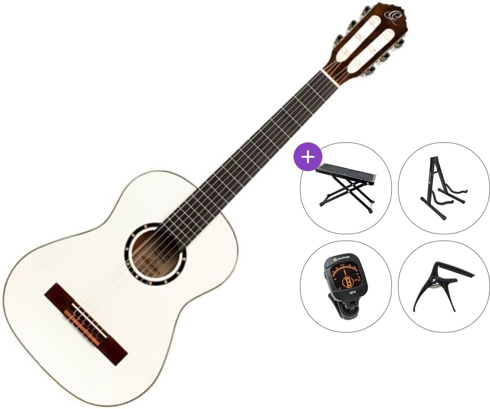 Semi-klassieke gitaar voor kinderen Ortega R121 Premium SET White Semi-klassieke gitaar voor kinderen